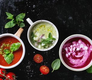 Colorful summer soups